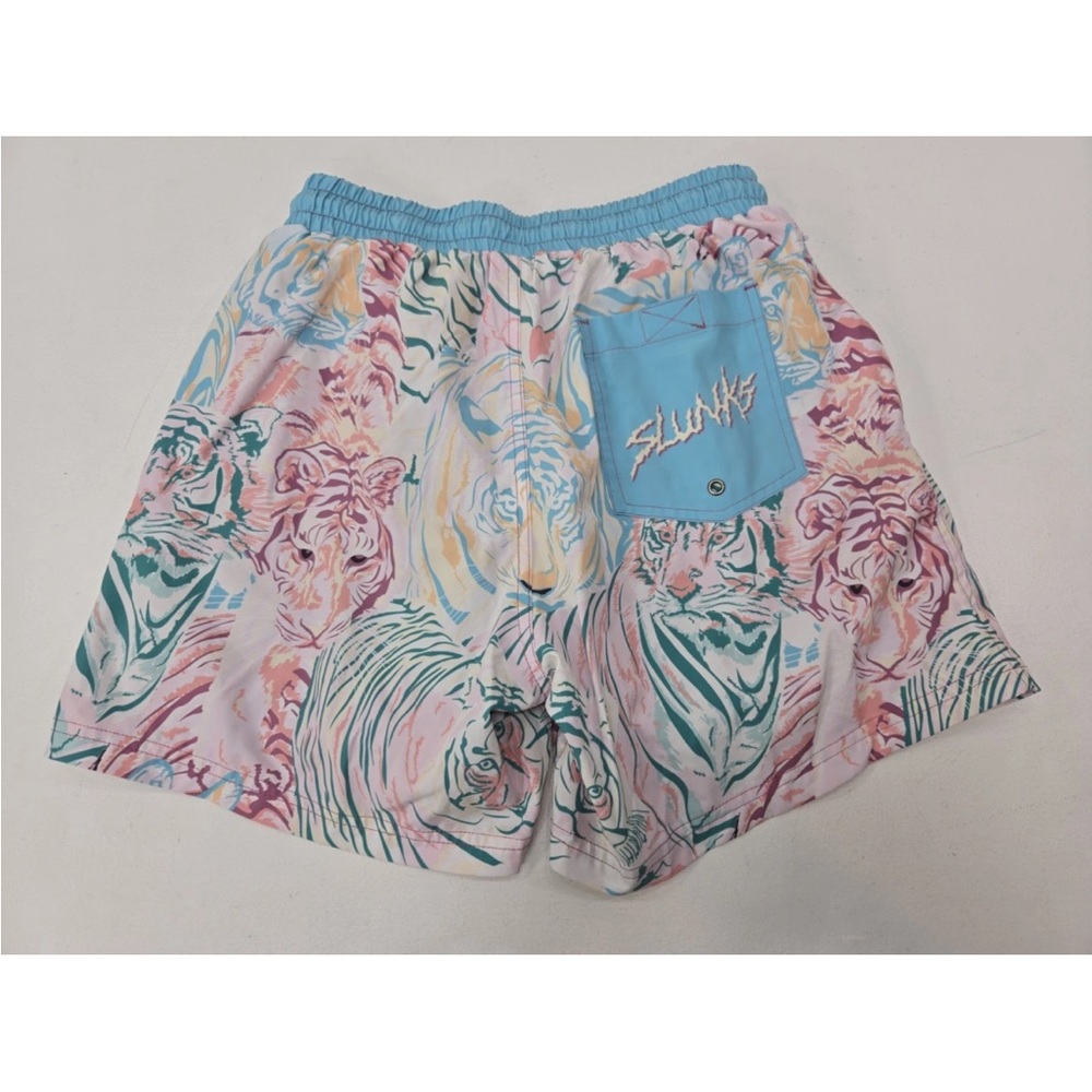 Slunks Tiger Trunks Retro 80s Shorts Pickleball Swim Shorts Size S Mens